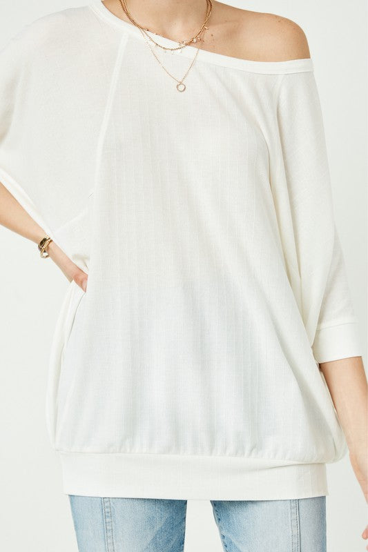 Womens Textured Sheer Off-Shoulder Top