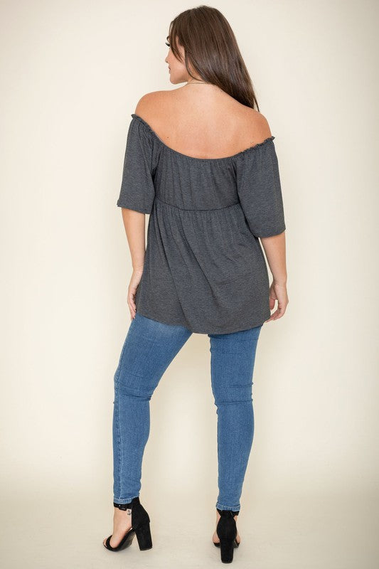 Solid Square Neck Babydoll Tunic