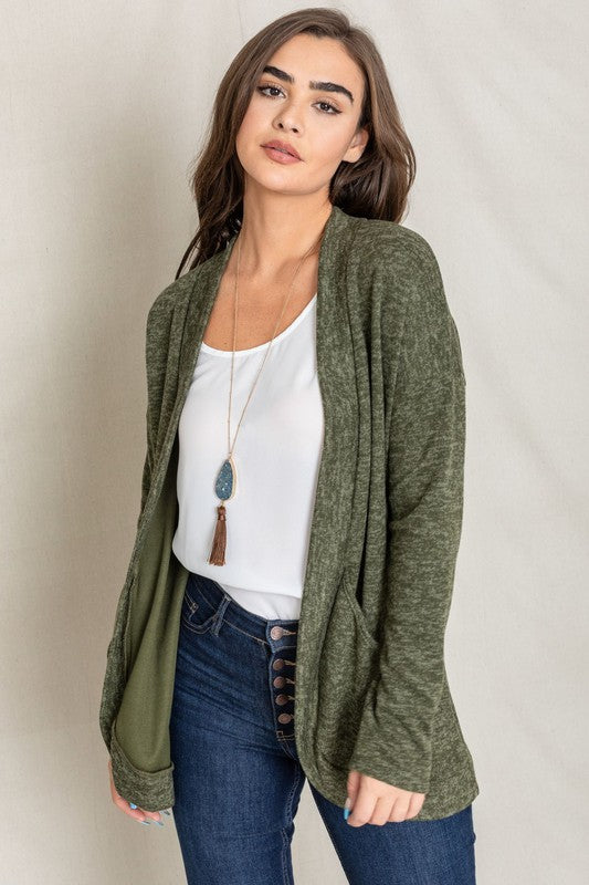 Solid Drape Pocket Cardigan