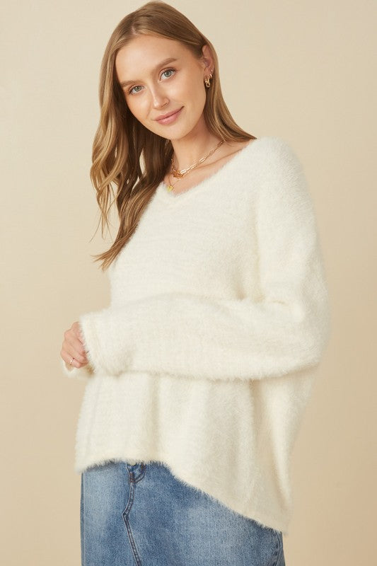 Womens Mohair V Neck Sweater Top