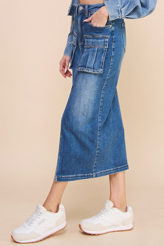 FRONT SLIT CARGO SKIRT