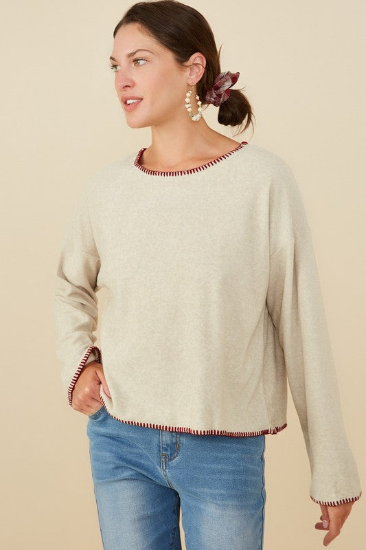 Womens Brushed Stitch Long Sleeve Knit T Shirt