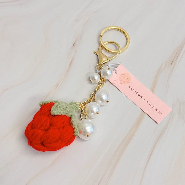 Strawberry And Pearls Bag Charm