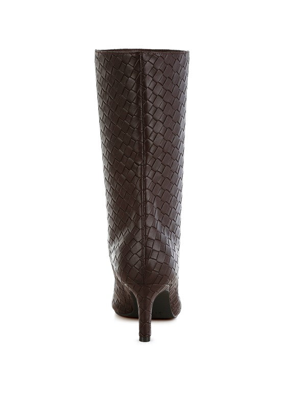 Mentha Woven Faux Leather Boots