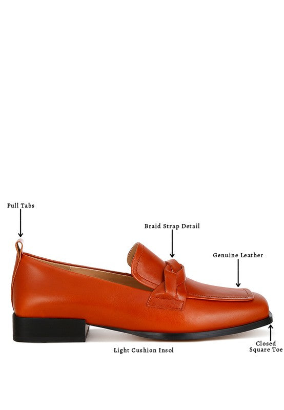 Hostess Genuine Leather Braided Loafers