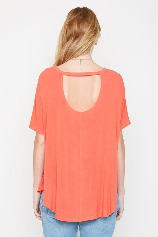 Short Sleeve Open Back Top