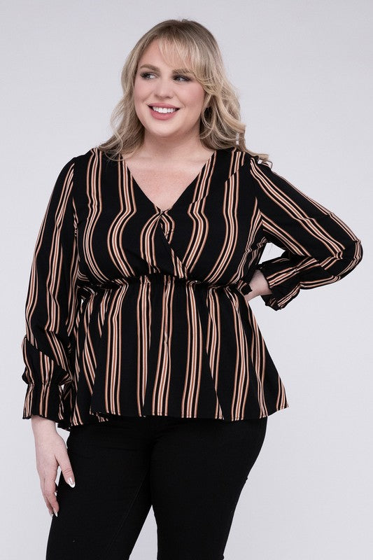 Striped Top With Ruffled Hem