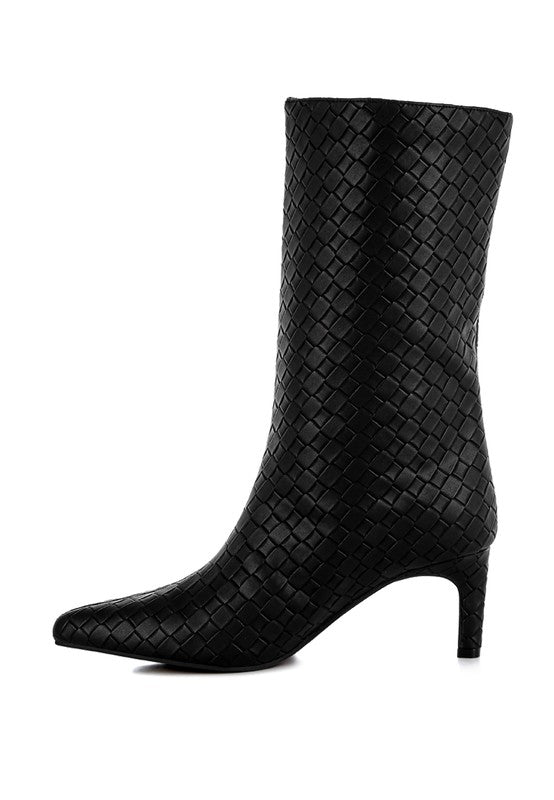 Mentha Woven Faux Leather Boots